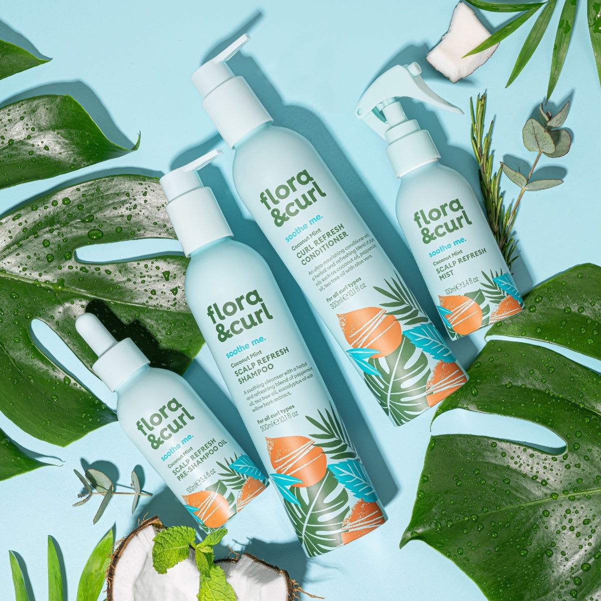 Flora & Curl Soothe Me Coconut Mint Scalp Refresh Shampoo 300ml