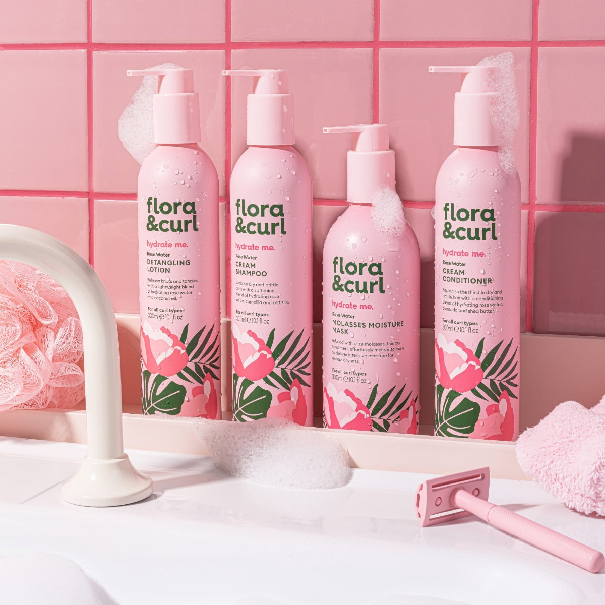 Flora & Curl Hydrate Me Rose Water Cream Conditioner 300ml
