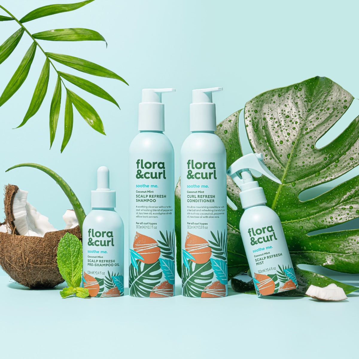 Flora & Curl Soothe Me Coconut Mint Scalp Refresh Shampoo 300ml
